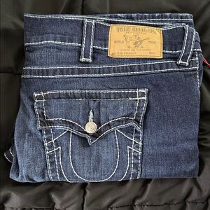 True Religion Men's Dark Indigo Straight Jeans